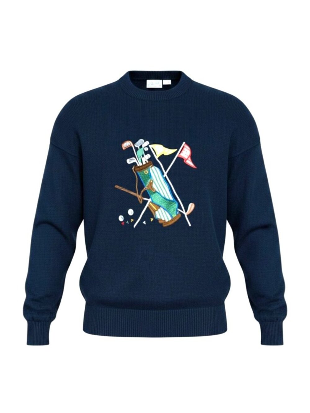Vintage Brooks Brothers Navy Embroidered Golf‎ Crewneck Sweater